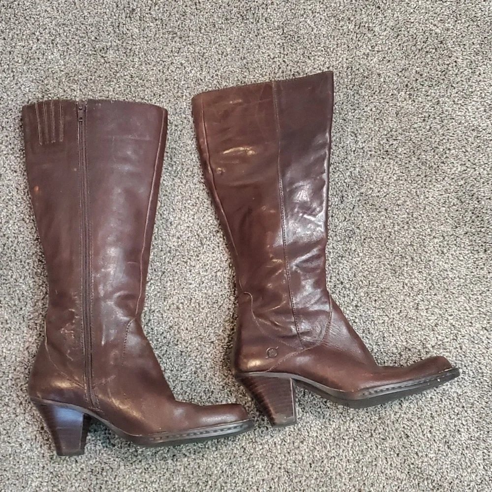 Born Women Leather Tall Heels Boots shoes s 6 - Picture 7 of 13